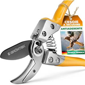 GRÜNTEK Forbici Cesoie Potatura Giardino a Incudine Professionali BUSSARD 20 cm. Forbice a Battente per Tagli Netti e precisi di Viti, Rami, Piante e Fiori