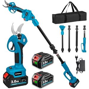 Yofidra Forbice da Potatura a Batteria 2-in-1 con Asta Telescopica, Tagliarami Elettrico 30mm, 2 Batterie 3000mAh, Motore Brushless 300W, Display LCD, Portata Massima 4.2m, Cesoia per Alberi da Frutto