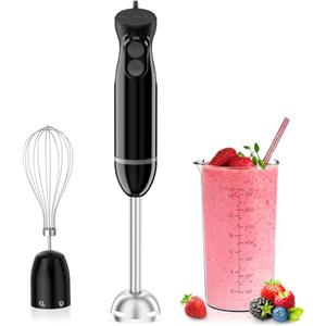 Bonsenkitchen Frullatore ad Immersione 3 in 1 Portatile, Frullatore Elettrico a Immersione da 1000 W, Frusta per Uova, Bicchiere da 700 ml per Preparare Pappe, Salsa, Zuppe, Nero- HB3202