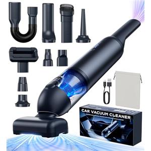 Aidisy Aspirapolvere Auto, Aspirabriciole Senza fili 16000 PA, Aspirapolvere per Auto Regolazione a 2 Velocità, 9 In 1 Aspirabriciole con Motore Brushless per Divani, Auto, Cucina, Computer, Tavolo