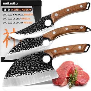Matsato Set di Coltelli da Cucina 3 Pezzi - Coltello Chef, Coltello Universale e Coltello per Carne, Set Regalo di Alta Qualità con Lama in Acciaio Inox