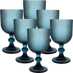 Sicignano Casalinghi Ingrosso Casalinghi Sicignano | Set di 6 Calici in Pasta di Vetro, per 6 Persone, Bicchieri Ideali per la Tavola, Resistenti e Duraturi, Lavabili in Lavastoviglie, Colore Verde,Blu, 336 ml (6, BLU)