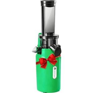 Ventray Ginnie Estrattore Frutta e Verdura - Slow Juicer 60 Giri/Min- Estrattore di Succo con Funzione di Masticazione Inversa, Facile da Pulire, Senza BPA, Cold Press, Spremiagrumi Elettrico, Verde
