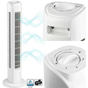 Bakaji Ventilatore a Torre Colonna Oscillazione Orizzontale Potenza 45 W Altezza 78 cm 3 Velocità Silenzioso Colore Bianco