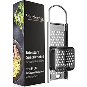 Winzbacher Affettatrice per spätzle in acciaio inox con slitta per pasta [pentola Ø da 16 a 30 cm), lavabile in lavastoviglie, antiruggine, per spätzle & Knöpfle