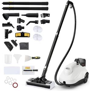 RELAX4LIFE Pulitore a Vapore 2000W, 5 Bar, Pulire 108 m², Serbatoio: 1,8 L, Tempo di Riscaldamento: 8 min, con 24 Accessori e Manometro, per Tappeti, Pavimenti, Piastrelle, Finestre, Divano (Bianco)