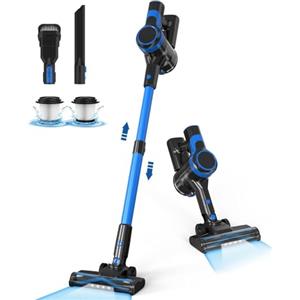 Remaldety Aspirapolvere Senza Fili, Scopa Elettrica Senza Fili Potente, 40Min Autonomia, Aspirapolvere Senza Sacco Anti-Avvolgimento, Aspirapolvere Leggero in Piedi da Solo per Peli Animali Tappeti Pavimenti