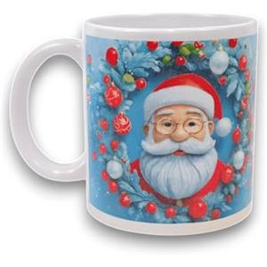 KORAT Tazza Natalizia in Ceramica 325 ml Tazzone con Babbo Natale, Decorazioni Natalizie e Colori Vivaci Idea Regalo Natale per Colazione, Caffè, Latte o Cioccolata Calda Design Festivo 9.5x8x12 cm