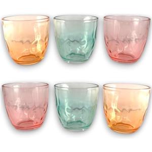 KORAT Set di 6 Bicchieri Acqua in Vetro Colorati Gemma, Brillantezza Pura, 300 ML, Resistenti in Lavastoviglie, Design Moderno, Ideali per Tavola Personalizzata Multicolore, Bibite