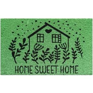 Baroni Home Zerbino Ingresso Casa in Fibra di Cocco Dipinto a Mano, Tappeto da Esterno con Fondo Antiscivolo, Zerbino Resistente e Facile da Pulire, 60x38 cm, Casa (Verde)