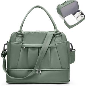 SEAFEW Borsone da Viaggio,Bagaglio a Mano 40x20x25 Ryanair Borsa da Viaggio con Scomparto per le Scarpe,Borsa da Cabina Ryanair 40x30x20 Borsa Sportiva Borsone da Palestra da Weekend,L3-Verde