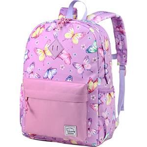 VASCHY Zaino Farfalla Grande Scuola Elementare Bimba Asilo Bambino Zainetto Ragazza con Fascia Toracica 2-8 Anni