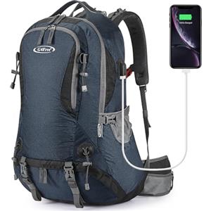 G4Free Zaino da trekking impermeabile da 50 l, con copertura antipioggia, per alpinismo, viaggi, campeggio, trekking, sport all'aria aperta, per uomo e donna, Blu scuro, 50L, Tasca