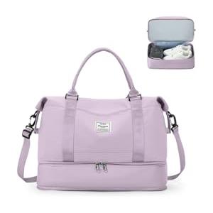 SEAFEW Borsone da Viaggio,Bagaglio a Mano 40x30x20 Ryanair Borsa da Viaggio con Scomparto per le Scarpe,Borsa da Cabina Ryanair Borsa Sportiva Borsone da Palestra da Weekend,D7-Viola Chiaro