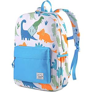 VASCHY Zaino Bambino, Zaino Dinosauro Azzurro Grande Zaino Asilo Bambino Zaini Scuola Elementare Zainetti per Bambini Zainetto Ragazzo con Fascia Toracica