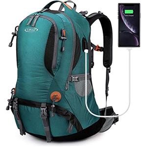 G4Free Zaino da trekking impermeabile da 50 l, con copertura antipioggia, per alpinismo, viaggi, campeggio, trekking, sport all'aria aperta, per uomo e donna, Verde scuro, 50L, Zainetto