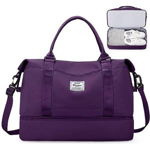 SEAFEW Borsone da Viaggio,Bagaglio a Mano Easyjet Borsa da Viaggio con Scomparto per le Scarpe, Borsa da Cabina per Easyjet Borsa Sportiva Borsone da Palestra da Weekend,C6-Viola Scuro