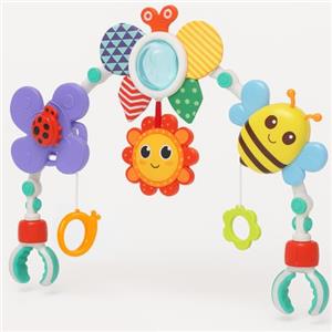 BAKAJI Giostrina Arco per Neonati da Passeggino, Culla, Seggiolone e Seggiolini, con Sonaglio, Archetto Sensoriale con Luci e Suoni, Morsetti Regolabili, Gioco Giocattolo Educativo per Neonati