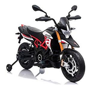 Tecnobike Shop Moto Elettrica per Bambini Motocicletta Dorsoduro 12V Luci Suoni LED Ruote in Gomma Eva (Rosso)