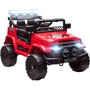 AIYAPLAY Macchina Elettrica per Bambini 3-5 Anni, 12V Fuoristrada Auto Elettrica per Bambini con 2 Motori, Sospensioni, Telecomando, USB, Musica, Wireless, Cintura, Fari e Clacson, 3-5 km/h, Rosso