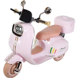 Twinly - Scooter elettrico per bambini con caricabatterie, acceleratore a pedale e funzionalità USB, luce e MP3 Bluetooth (Rosa)