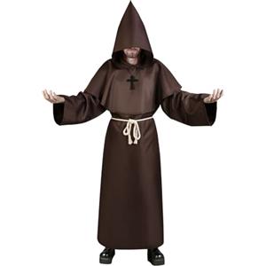 Aomig Costume da Monaco, Monaco Sacerdote Accappatoio Frate Medieval Rinascimentale, Cosplay Costume Robe Adulto Mantello, Abito da Mago Costume da Prete per Halloween Carnevale(Marrone-XL)