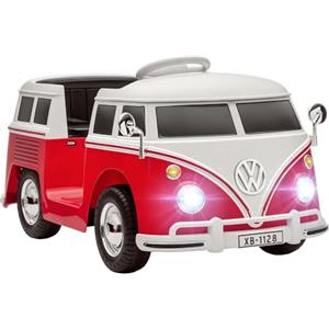 AIYAPLAY Macchina Elettrica per Bambini 3-7 Anni Volkswagen T1, 12V 3-8km/h Auto Elettrica per Bambini con 2 Motori, Sospensioni, Partenza Lento, Musica, Fari e Clacson, Rosso