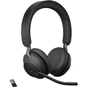 Jabra Evolve2 65 Wireless PC Headset - Noise Cancelling, Ottimizzato per Microsoft Teams, USB-A dongle, Nero, Stereo