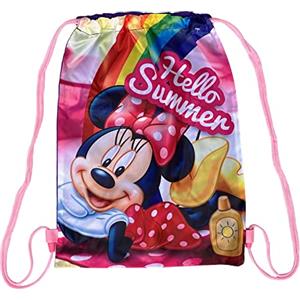 CARTOON Sacca per bambini, Minnie, Disney, borsa con chiusura a coulisse, zainetto scuola, palestra, tempo libero
