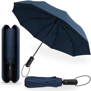 drytogo Ombrello pieghevole antivento con custodia da viaggio I Ombrello pioggia grande Ø105 cm per 2 persone I Ombrello automatico apertura e chiusura I Umbrella per donna e uomo
