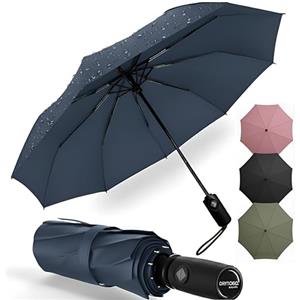 drytogo Ombrello pieghevole antivento I Ombrello pioggia leggero 390g I Ombrello piccolo Ø100 cm per viaggio e uso quotidiano I Umbrella con apertura e chiusura automatica I Per donna e uomo