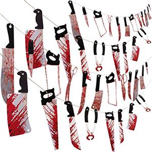 Moon Boat HLY - Ghirlanda di armi sanguinanti, 24 pezzi, decorazioni per feste di Halloween, zombie, vampiri, feste
