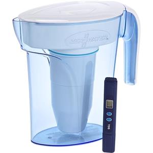 ZeroWater Caraffa Filtrante per Acqua a 5 Fasi da 1,7 L - Brocca Acqua Filtrante con Certificazione NSF - Riduce la Presenza di Piombo PFOA/PFOS e Altri Metalli Pesanti - Bianca e Blu