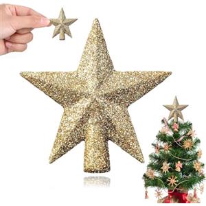 MAOSHYMS Mini Albero di Natale Topper Puntale Puntale per albero di Natale a Forma di Stella, per Decorazione Albero di Natales (oro C)