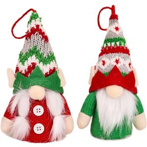 WUSJCOF 2 Pezzi Elfo Babbo Natale, Gnomi con LED Luce,con Cappello, Addobbi Natalizi Stoffa, Casa Regalo