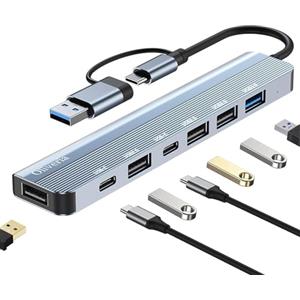 Oliveria Hub USB C 7 in 2 USB C Hub, Multiport Adapter con USB 3.0, porte USB 2.0 M-acbook USB Adapter USB Prolunga Laptop USB Hub 3.0 per MacBook, iMac, Surface, Dell, Thinkpad, USB Stick, Mobile HDD, PS4, TV