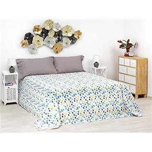 Baroni Home Copriletto Primaverile Estivo in Misto Cotone Piquet, Trapunta Estiva Matrimoniale 260x260 cm - Mosaico Blu