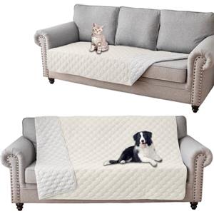 GEBIN Coperta Impermeabile per Cani, Copridivano antigraffio gatto, Copridivano con Penisola per Animali con Fondo in Gomma Antiscivolo, Copriletto (Avorio,102x127cm)