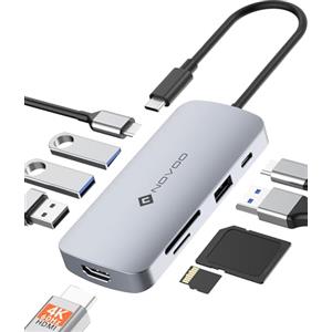 NOVOO Hub USB C 9 in 1 Adattatore USB C USB con 4K@60Hz HDMI, 100W PD, 5 porte USB, SD/TF, USB C HUB Compatibile con iPhone 16 Pro Max/MacBook Pro Air M2 M1/HP/Dell/Surface Pro/Steam Deck