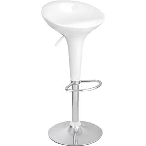 Baroni Home Sgabello Bar Girevole con Altezza Regolabile, Seduta in Plastica Base Cromata con Poggiapiedi e Fondo Antigraffio, Sgabello Cucina, Ristorante, Penisola, 40x45x59-79 cm (Bianco, 1)