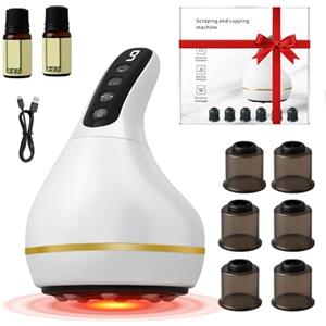 Mapille Massaggiatore Anticellulite, Dispositivo Elettrico Guasha e Coppettazione Intelligente con 6 Bicchieri, 9 Marce, Infrarossi & Calore, per Schiena Gambe Massaggio Corpo Intero, Riduce il Dolore