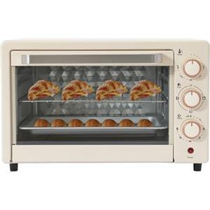 SuhoFutus Forno elettrico da 22 l, in acciaio inox, 1000 W, con grill, forno con timer e termostato, cucina compatta con teglia e griglia per pizza, pane, biscotti, barbecue, famiglia (bianco)