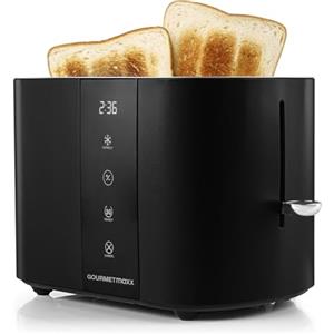 GOURMETmaxx Tostapane con fessura corta per 2 fette | Tostapane nero con 6 gradi di doratura e conto alla rovescia pronto a 2 eat | Utensile da cucina elettrico con display touch, inserto per panini e