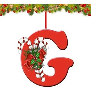 YUDANSI 26 lettere ornamentali per albero di Natale, decorazioni da appendere personalizzate, per calze di Natale, camino, riutilizzabili, 26 lettere dell'alfabeto per fai da te, ornamenti natalizi (G)