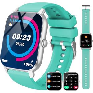 Csasan Smartwatch Uomo Donna, 1.85 Orologio Smartwatch con Chiamate e Risposta, 112 Sportivo, Impermeabil IP68 Activity Tracker Contapassi/Cardiofrequenzimetro/Monitoraggio del sonno, Ciano