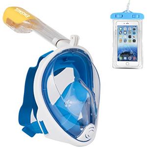 Emsmil Maschera integrale con supporto per boccaglio fotocamera gopro sotto la bandiera marina snorkeling traspirante anti-appannamento anti-perdite custodia per telefono impermeabile per adulti e