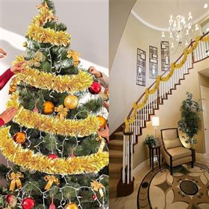 SIMEIXI Ghirlanda Di Orpelli per Albero Di Natale Da 6 Pezzi, Ghirlanda Di Decorazioni Natalizie 2m, Ghirlanda Di Decorazioni per Albero Di Natale, Ghirlanda Di Natale (Oro)