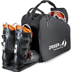 Driver13 borsa porta scarponi da sci (bootbag) con scomparto casco e scomparto maschera, per scarponi da sci e boots snowboard, tasche extra, nero