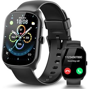 STECEi Smartwatch Uomo Donna, Schermo Curvo HD da 1,95'' Orologio Smartwatch con Effettua/Risposta Chiamate, 112 Sportive Smart Watch con Contapassi/Sonno/Cardiofrequenzimetro, Impermeabile IP68, Nero Scuro