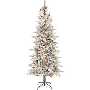 VTERLY Albero di Natale artificiale preilluminato da 185 cm, albero di Natale a matita sottile con 200 luci LED bianche e calde, punte dei rami, decorazione natalizia per interni, esterni, casa e ufficio.